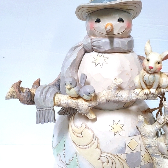 Jim Shore Rare White Woodland Snowman Large 19” Statue 4058733 Indoor Outdoor - Picture 11 of 16